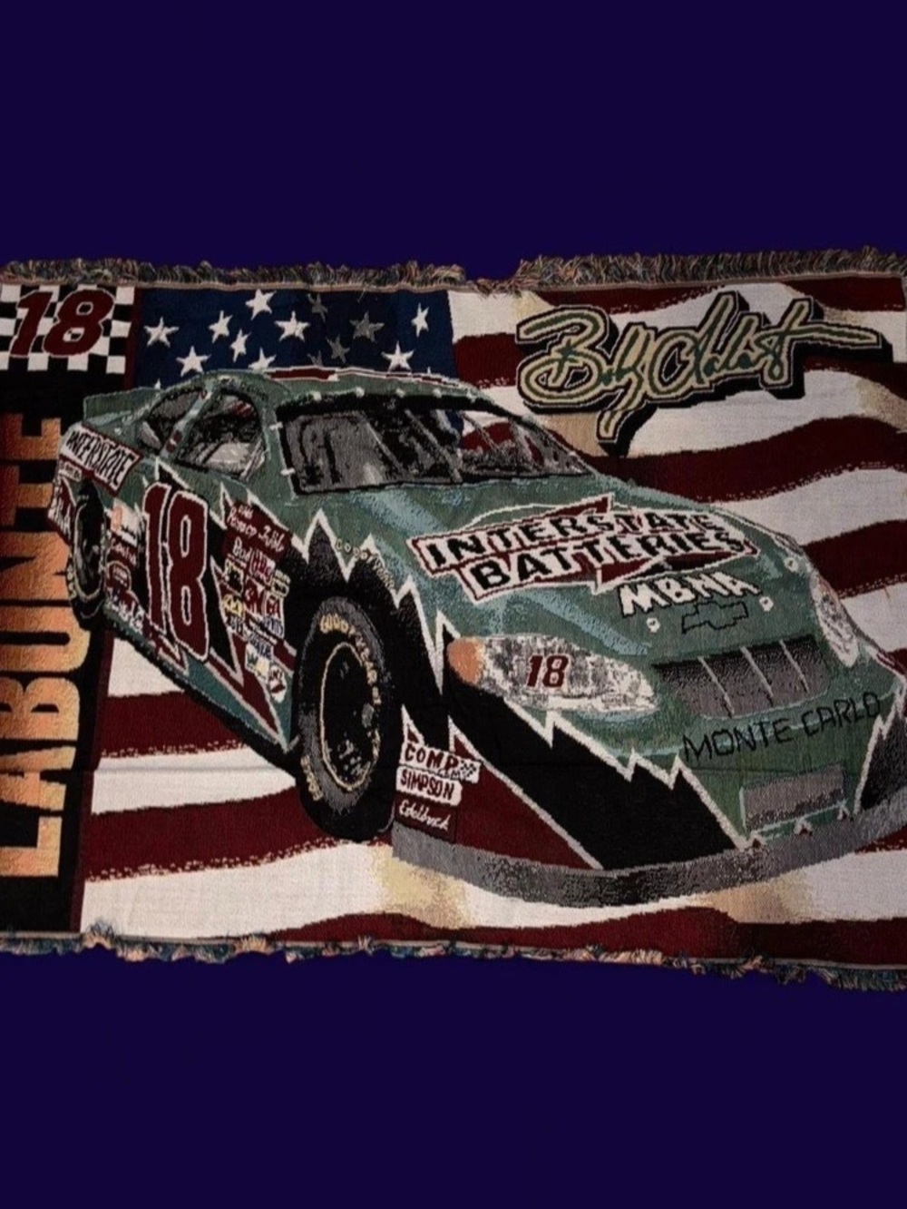 Nascar Terry Labonte Vintage Woven Tapestry Throw Blanket with Fringe